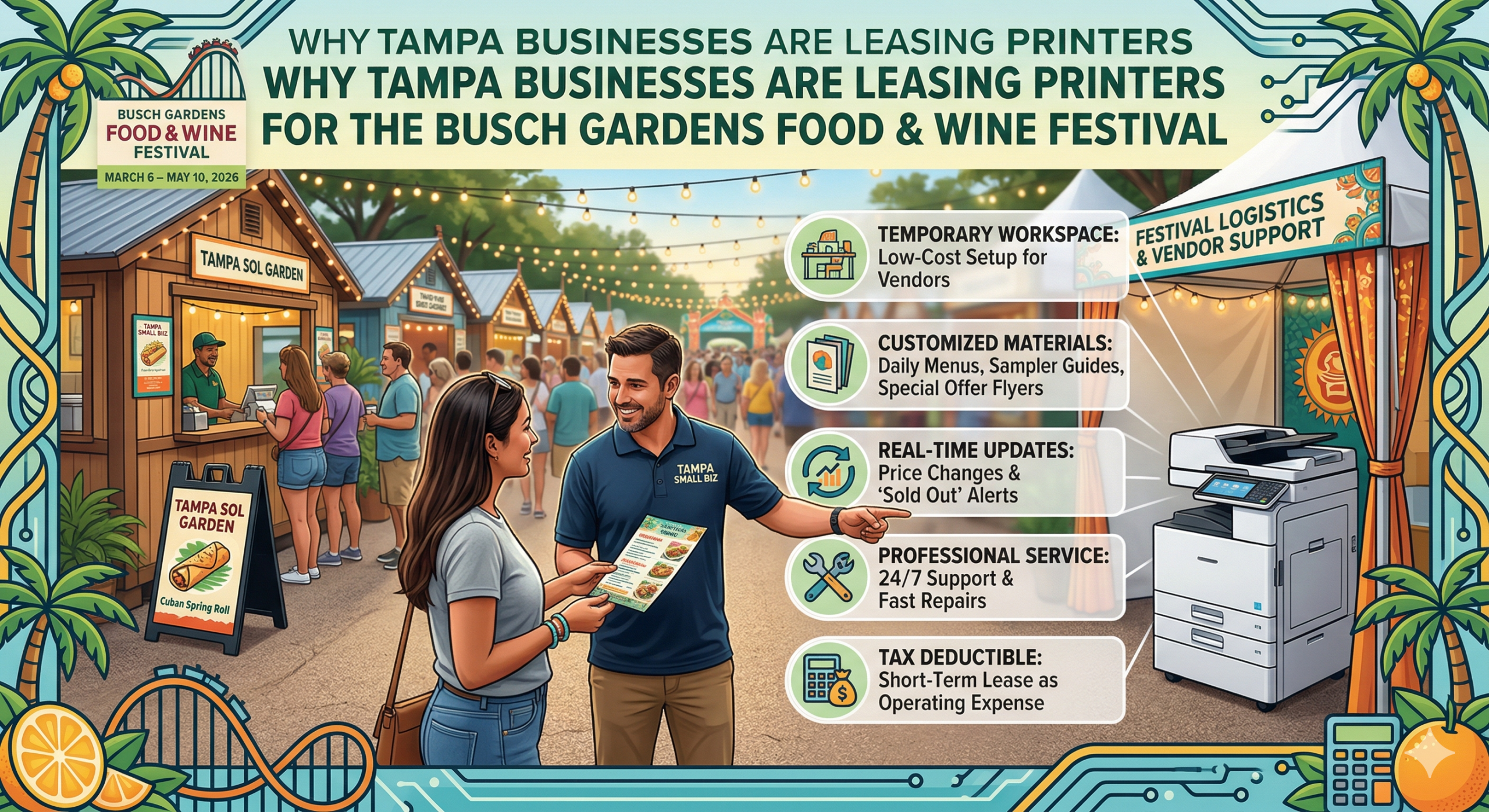 Read more about the article Savor the Success: Why Tampa Businesses are Leasing Printers for the Busch Gardens Food & Wine Festival